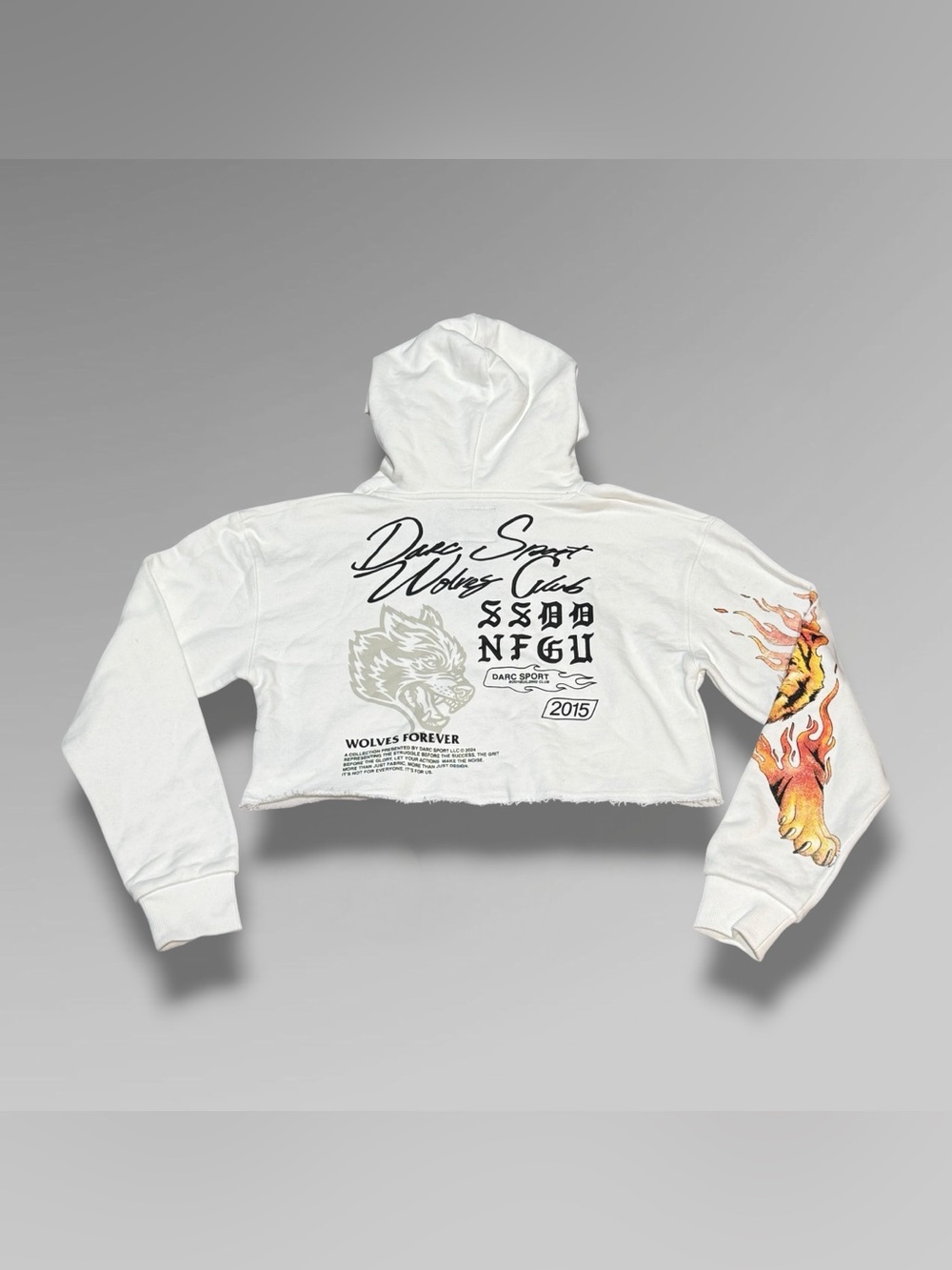 Darc Sport Wolves Club White Cropped Hoodie